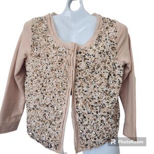 Anthropologie Postmark NWT Paillette Cardigan Sequin Beaded Sweatshirt Blush S
